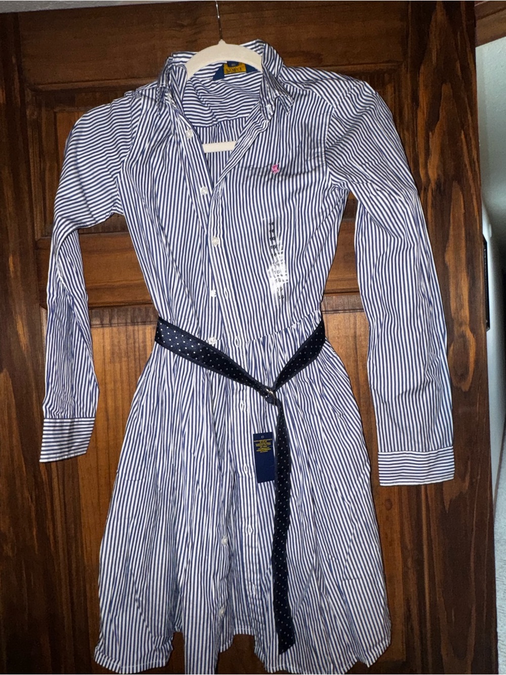 Polo by Ralph Lauren Navy & White Striped Long-Sleeve Shirt Dress